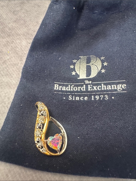 The Bradford Exchange Jewelry - The Bradford Exchange Silver-Tone Heart Pendant with Iridescent Crystal‎